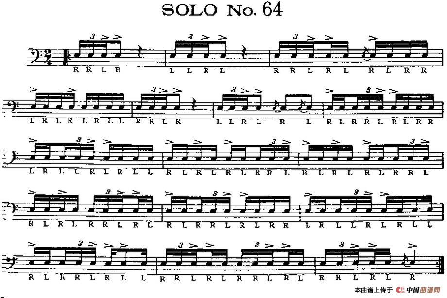 美国军鼓 SOLO No.61-65（爵士鼓谱）