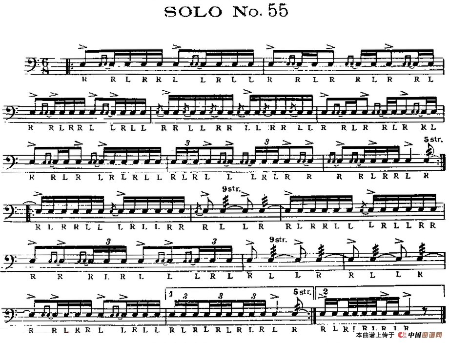 美国军鼓 SOLO No.51-55（爵士鼓谱）