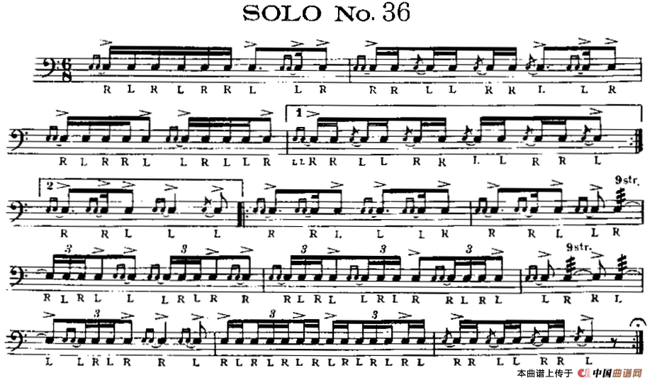 美国军鼓 SOLO No.36-40（爵士鼓谱）