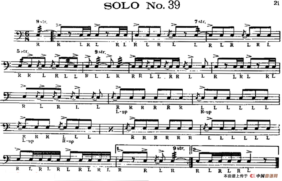 美国军鼓 SOLO No.36-40（爵士鼓谱）