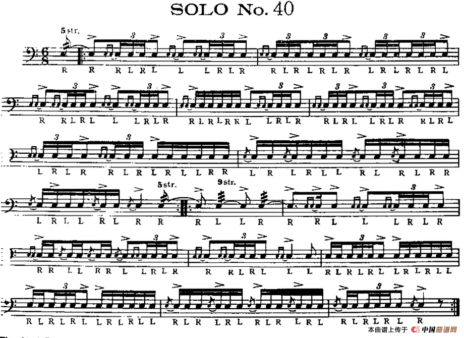 美国军鼓 SOLO No.36-40（爵士鼓谱）