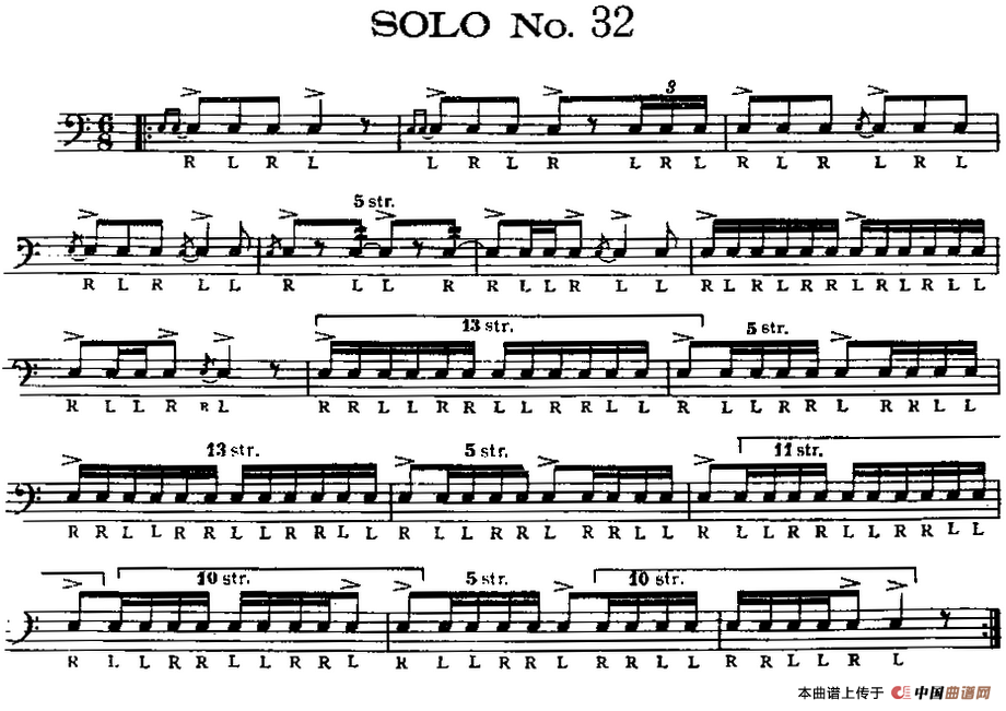 美国军鼓 SOLO No.31-35（爵士鼓谱）