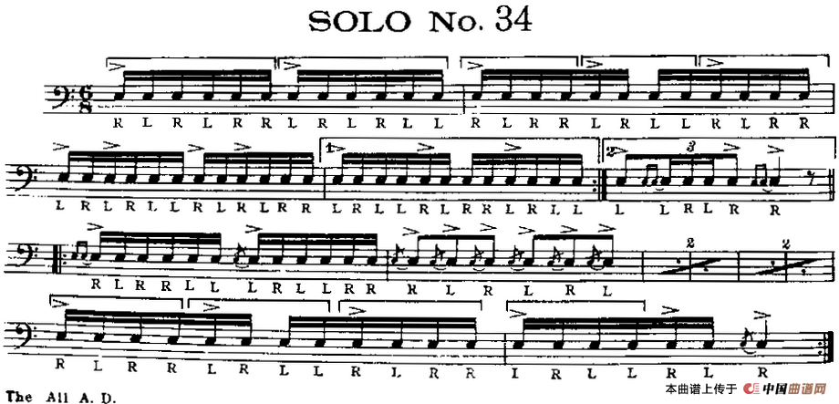 美国军鼓 SOLO No.31-35（爵士鼓谱）
