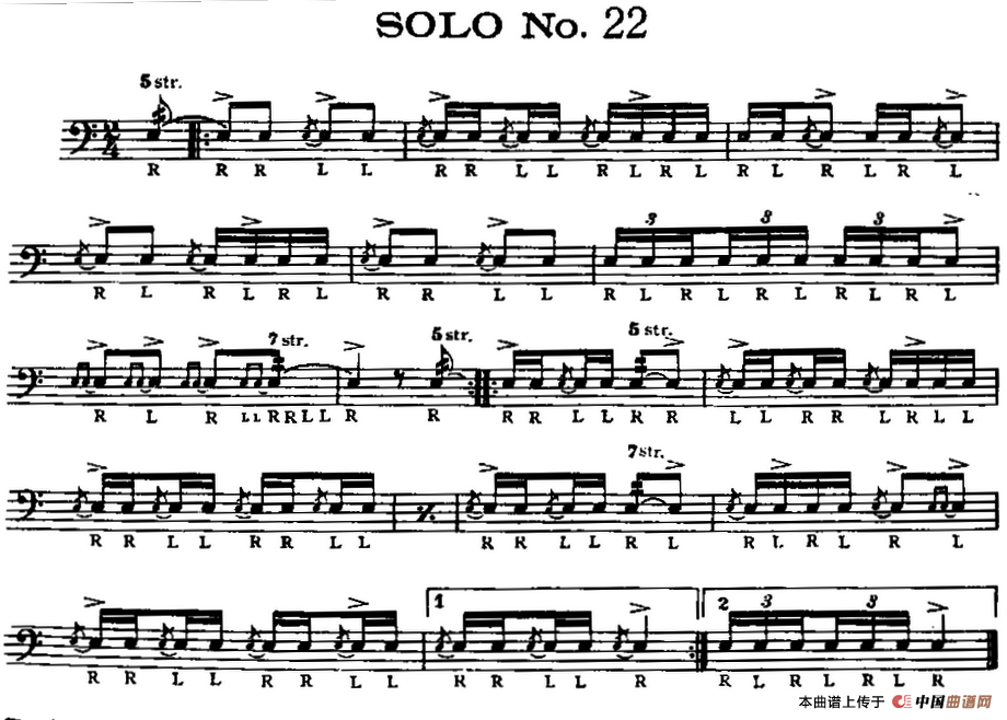 美国军鼓 SOLO No.21-25（爵士鼓谱）