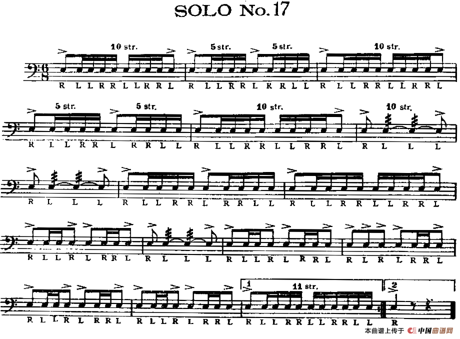 美国军鼓 SOLO No.16-20（爵士鼓谱）
