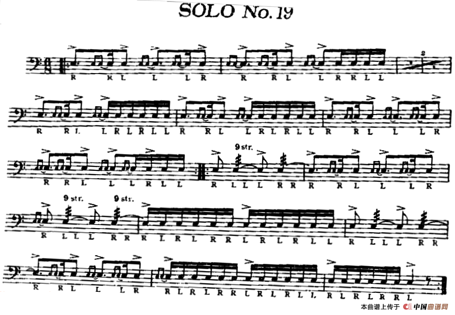 美国军鼓 SOLO No.16-20（爵士鼓谱）