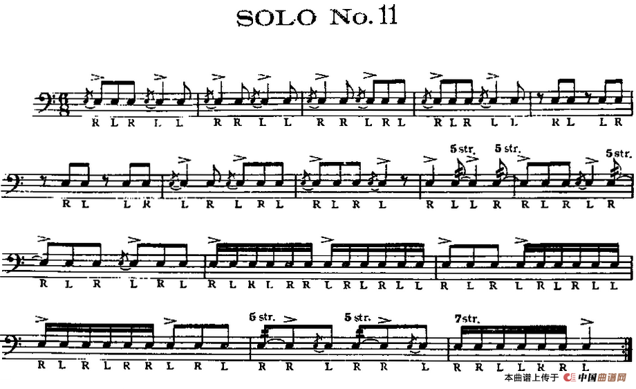 美国军鼓 SOLO No.11-15（爵士鼓谱）
