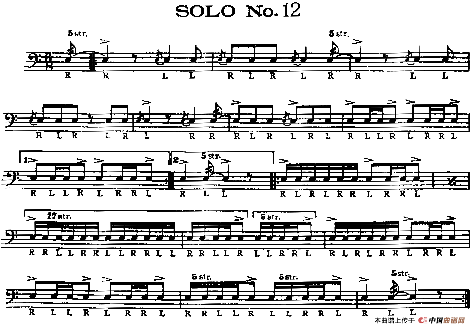 美国军鼓 SOLO No.11-15（爵士鼓谱）
