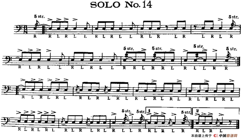 美国军鼓 SOLO No.11-15（爵士鼓谱）