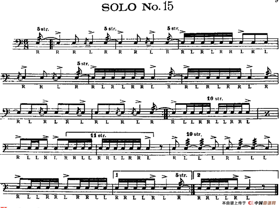 美国军鼓 SOLO No.11-15（爵士鼓谱）