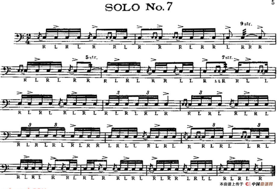 美国军鼓 SOLO No.6-10（爵士鼓谱）