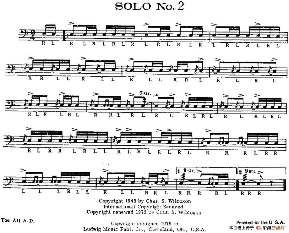 美国军鼓 SOLO No.1—5 （爵士鼓谱）