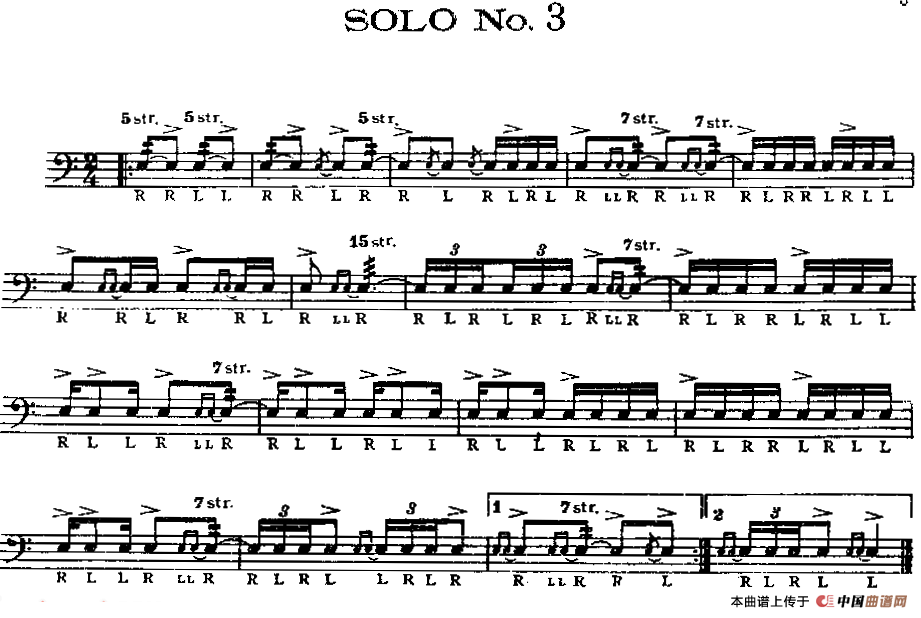 美国军鼓 SOLO No.1—5 （爵士鼓谱）