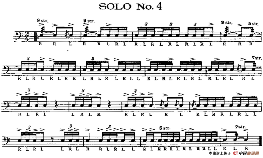 美国军鼓 SOLO No.1—5 （爵士鼓谱）