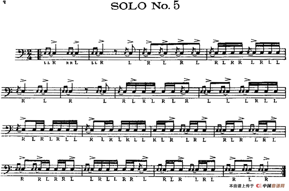 美国军鼓 SOLO No.1—5 （爵士鼓谱）