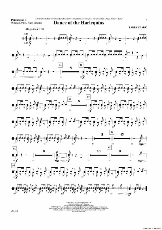 Dance of Harlequins（打击乐组Perc 1分谱）