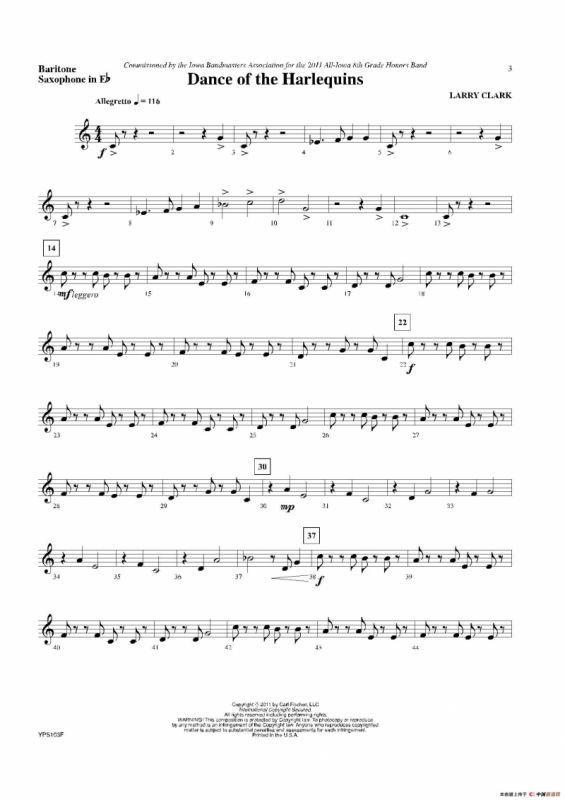 Dance of Harlequins（低音萨克斯分谱 ）