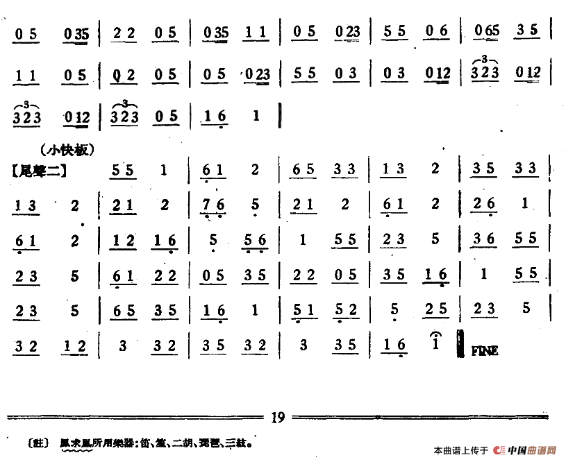 凤求凰（丝竹乐谱）