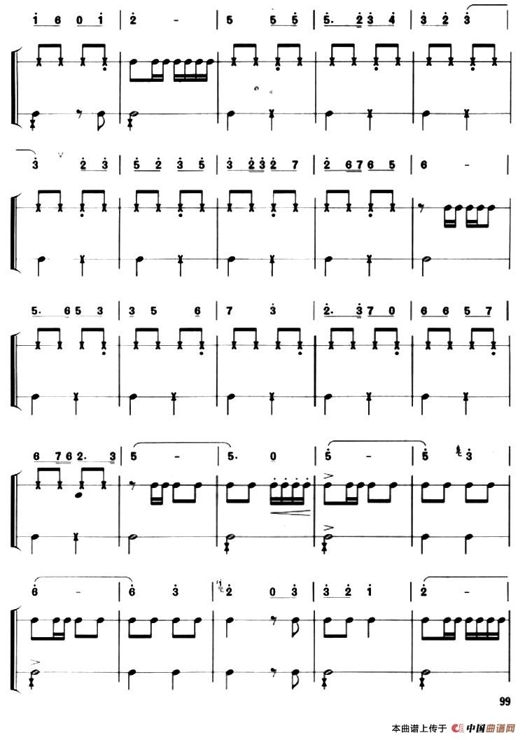 在希望的田野上（简谱+打击乐伴奏）