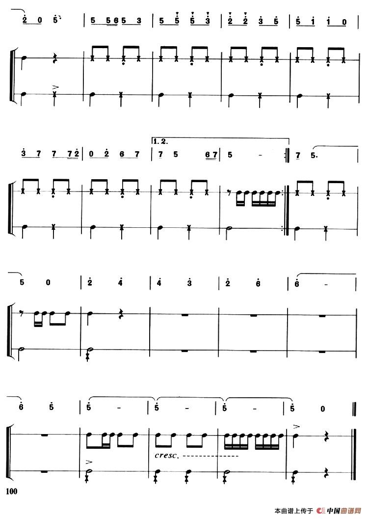 在希望的田野上（简谱+打击乐伴奏）