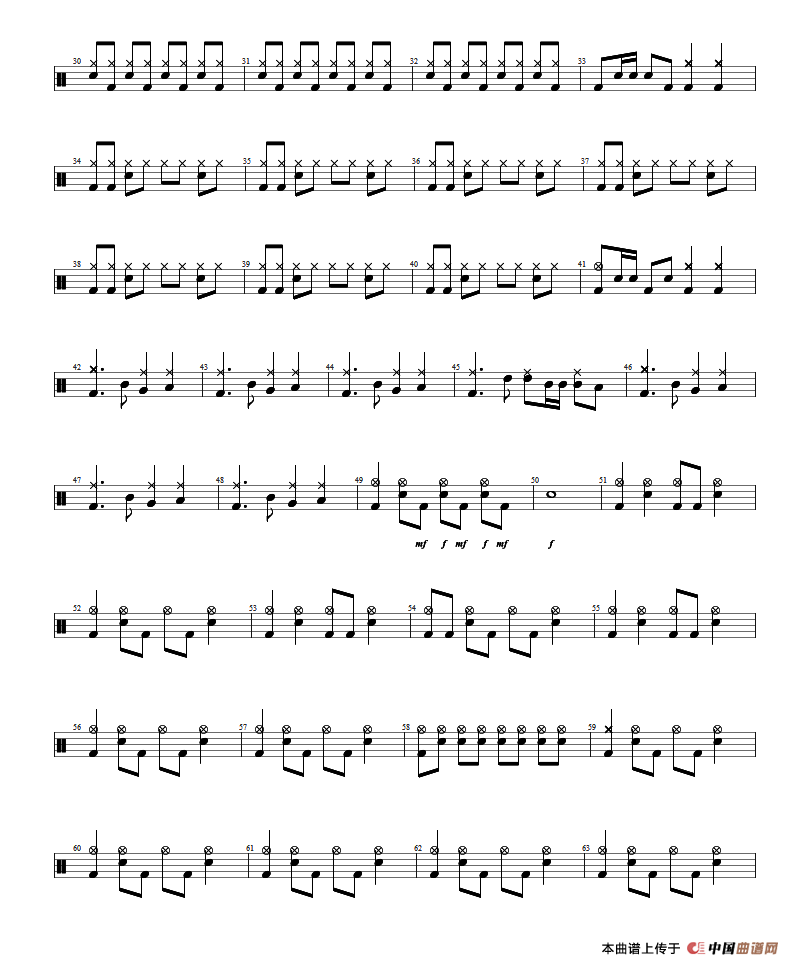 还我蔚蓝（架子鼓谱 完整）