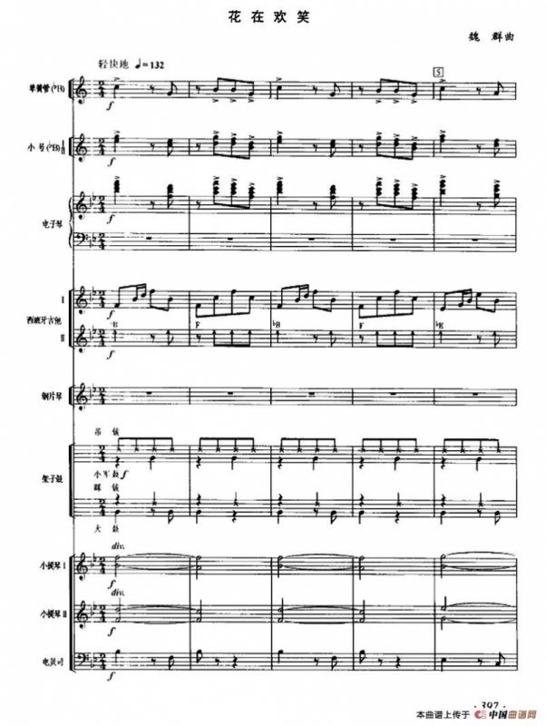 花在欢笑（器乐合奏总谱、五线谱版）