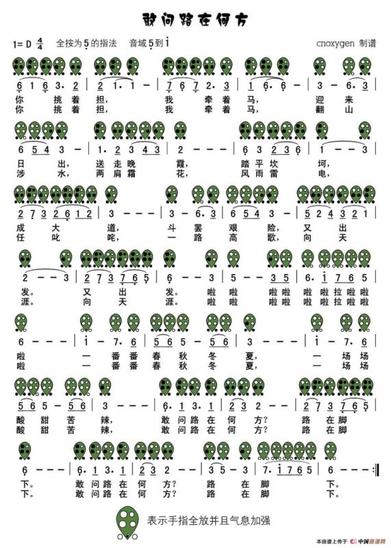 敢问路在何方(连续剧《西游记》片尾曲)（六孔陶笛谱）