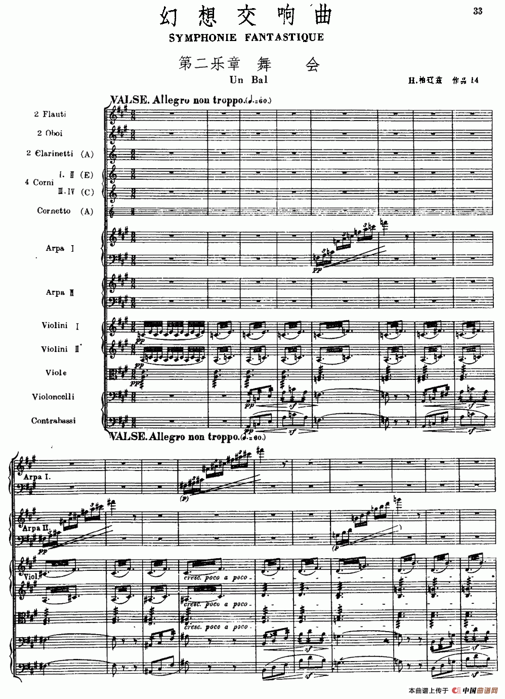 幻想交响曲Op.14（第二乐章 舞会）（总谱）