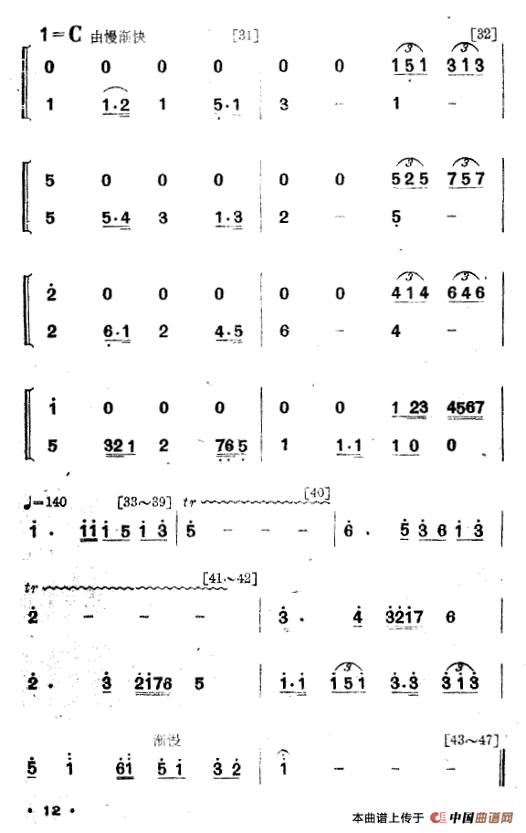 夜练（舞蹈音乐主旋律谱）