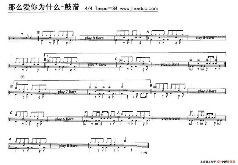 那么爱你为什么（架子鼓谱）