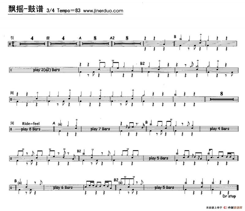 飘摇（架子鼓谱）