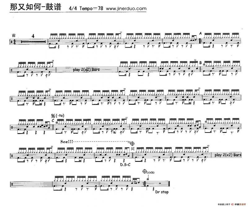 那又如何（架子鼓谱）