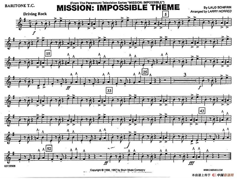 不可能的任务（电影《007》管乐团分谱）