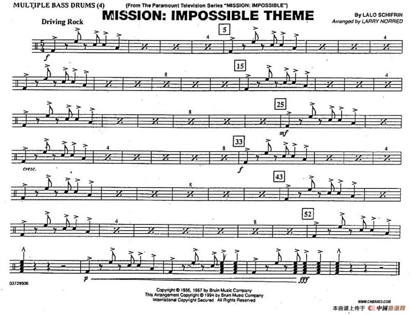 不可能的任务（电影《007》管乐团分谱）