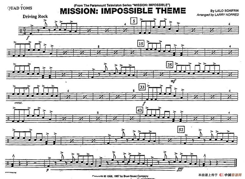 不可能的任务（电影《007》管乐团分谱）