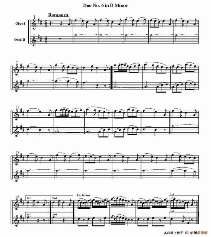Duo No.6 in d Minor（双簧管二重奏）