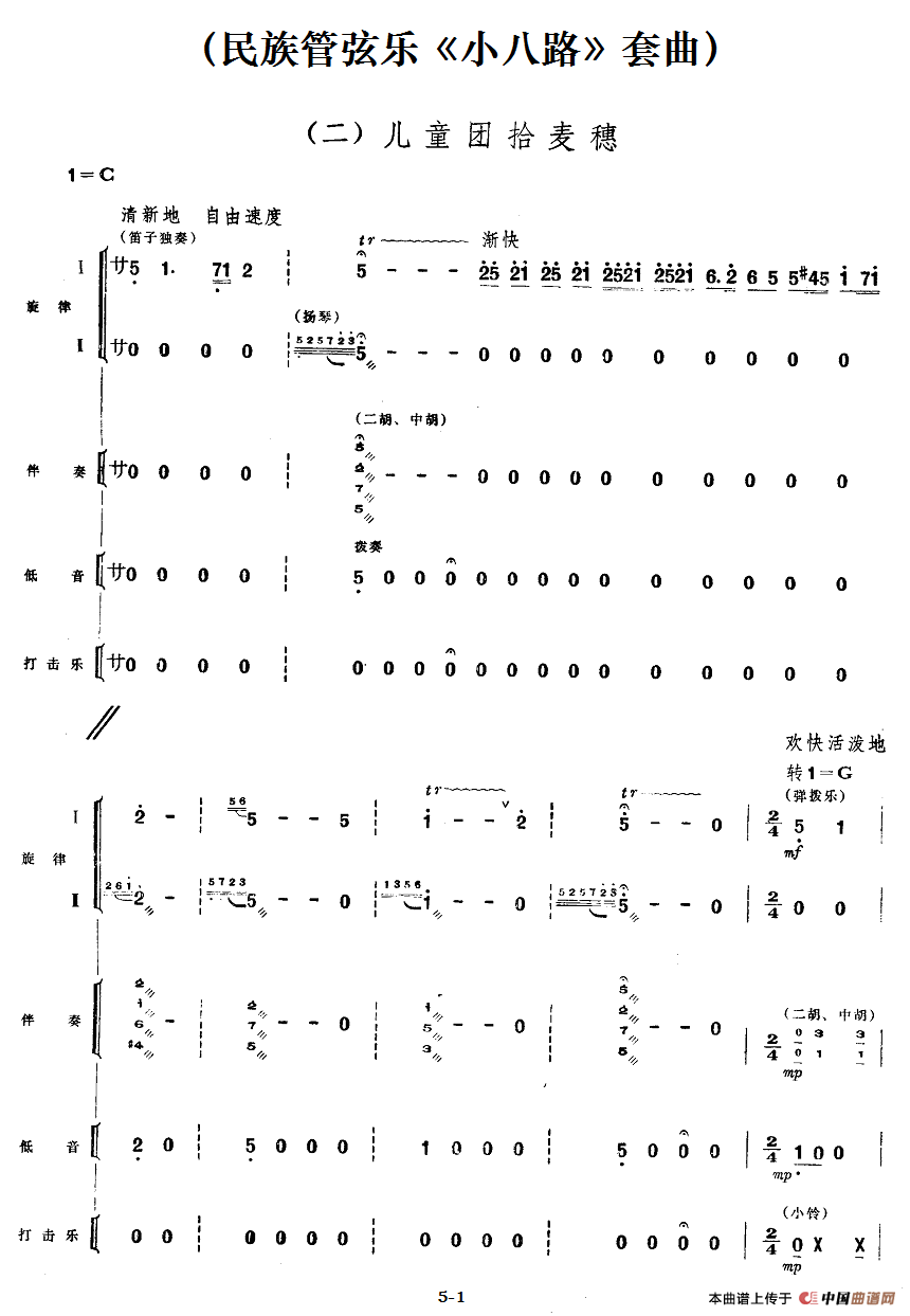 二、儿童团拾麦穗（民族管弦乐《小八路》套曲）