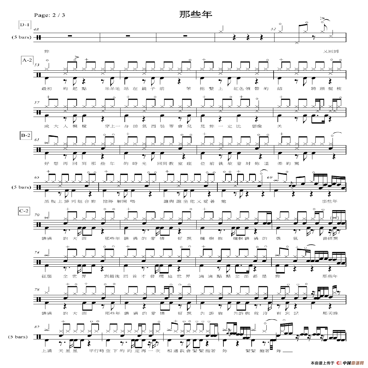 那些年（架子鼓谱）