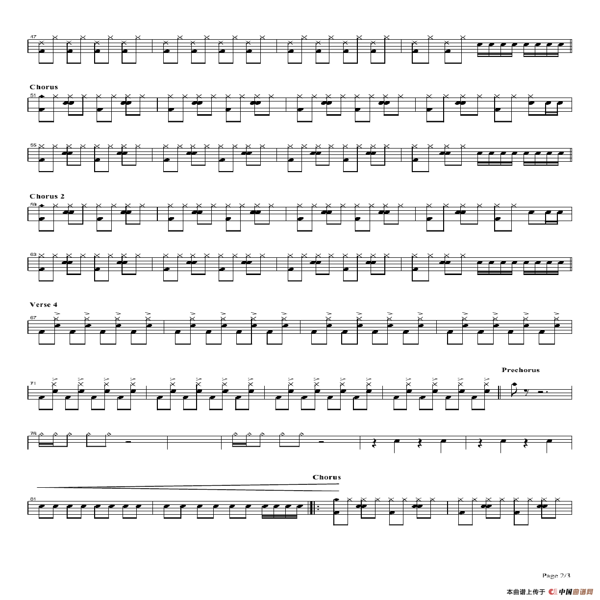 rolling in the deep（架子鼓谱）