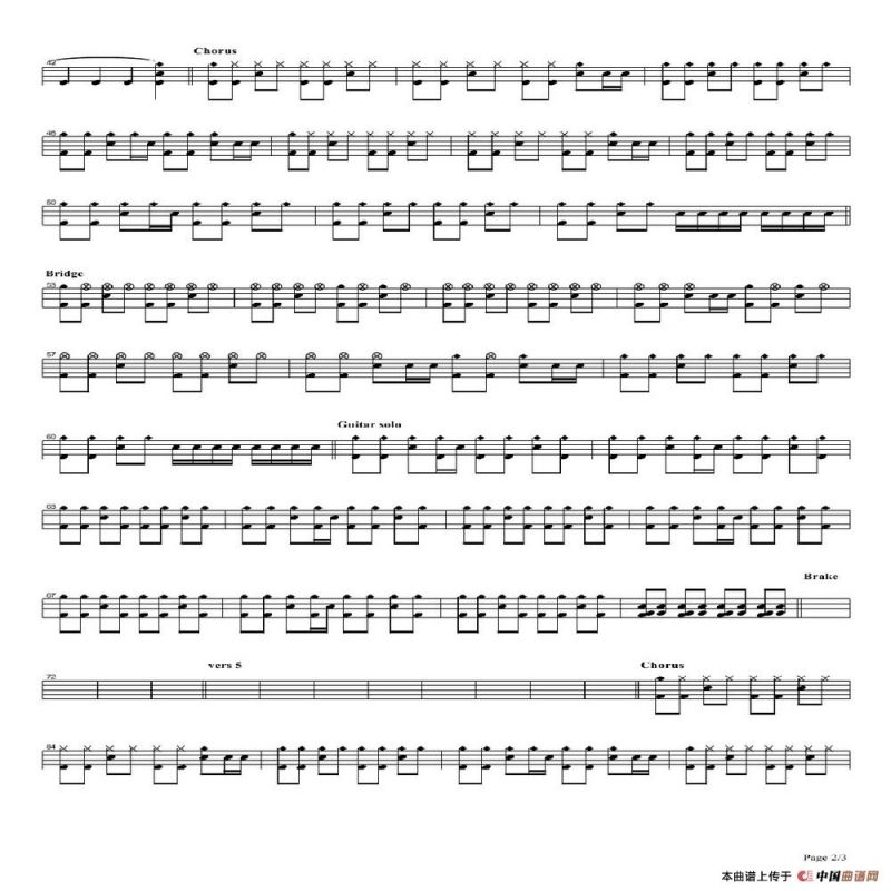 21guns（架子鼓谱）