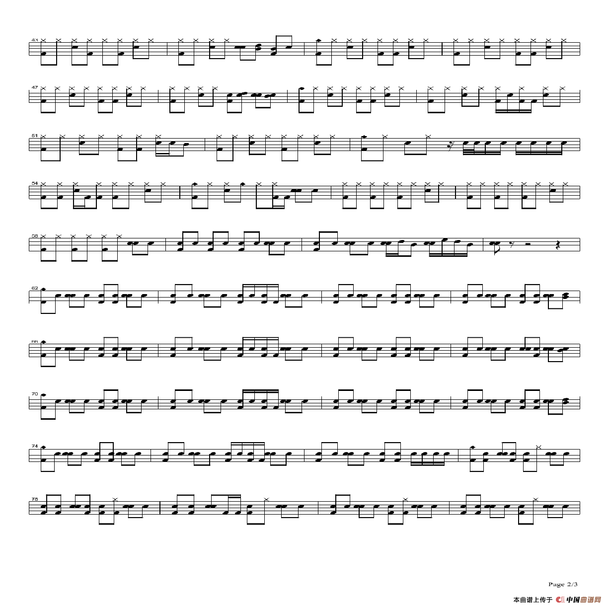 Paradise（架子鼓谱）