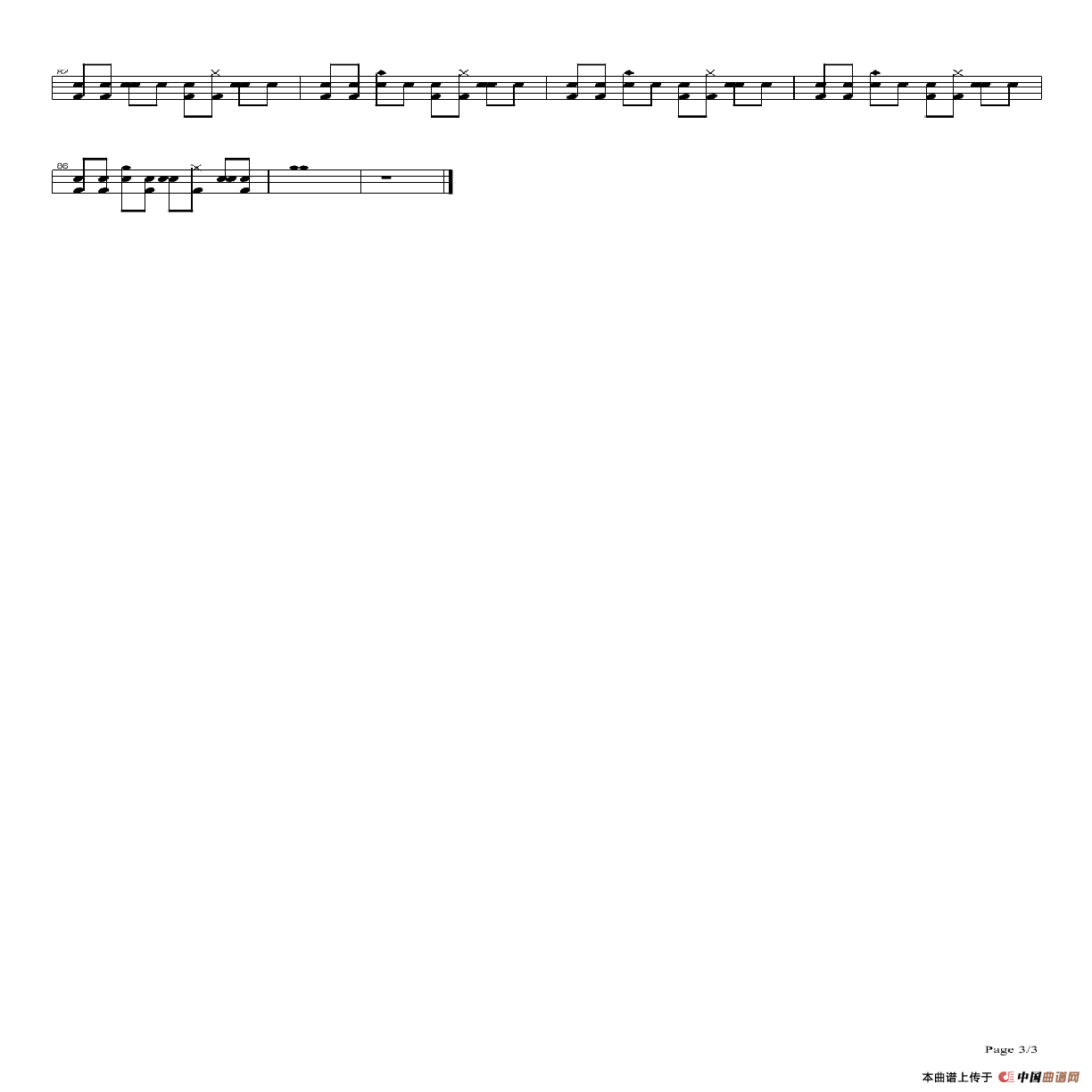 Paradise（架子鼓谱）