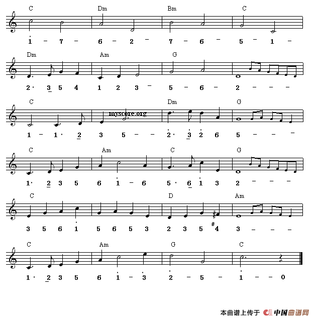 玫瑰玫瑰我爱你（快四步舞曲、旋律+和弦标记）