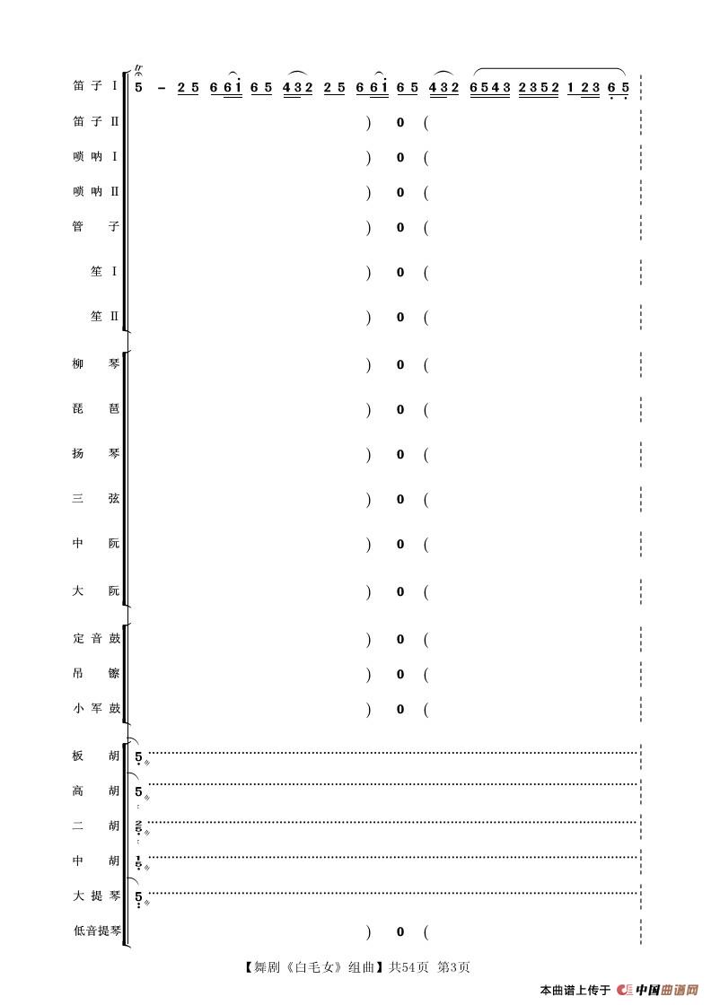 舞剧《白毛女》组曲（民族管弦乐合奏）