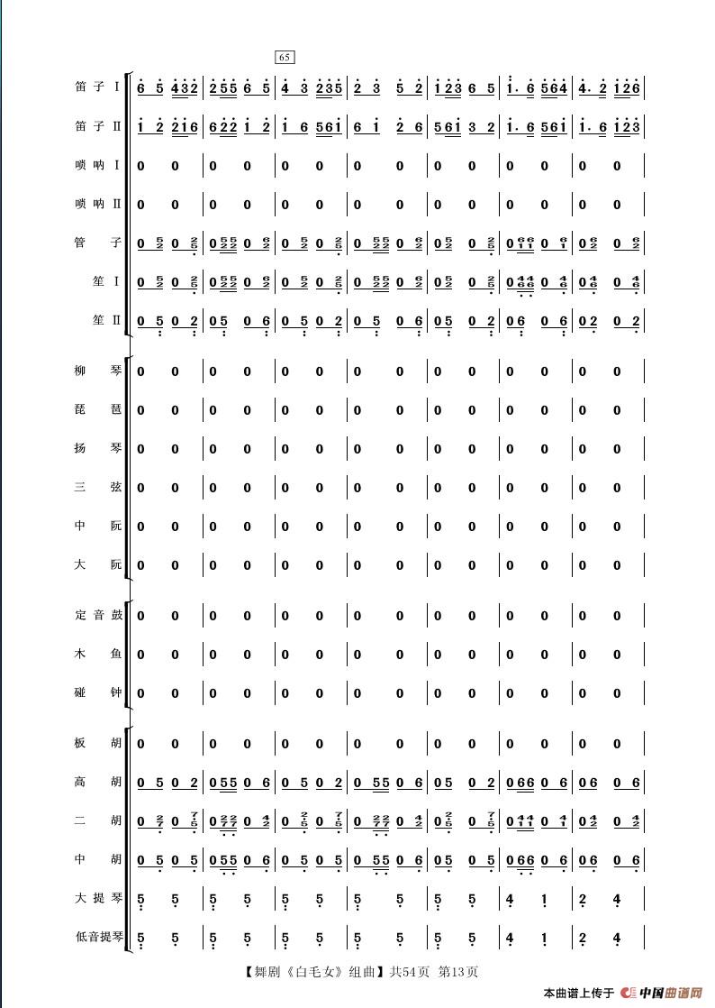 舞剧《白毛女》组曲（民族管弦乐合奏）