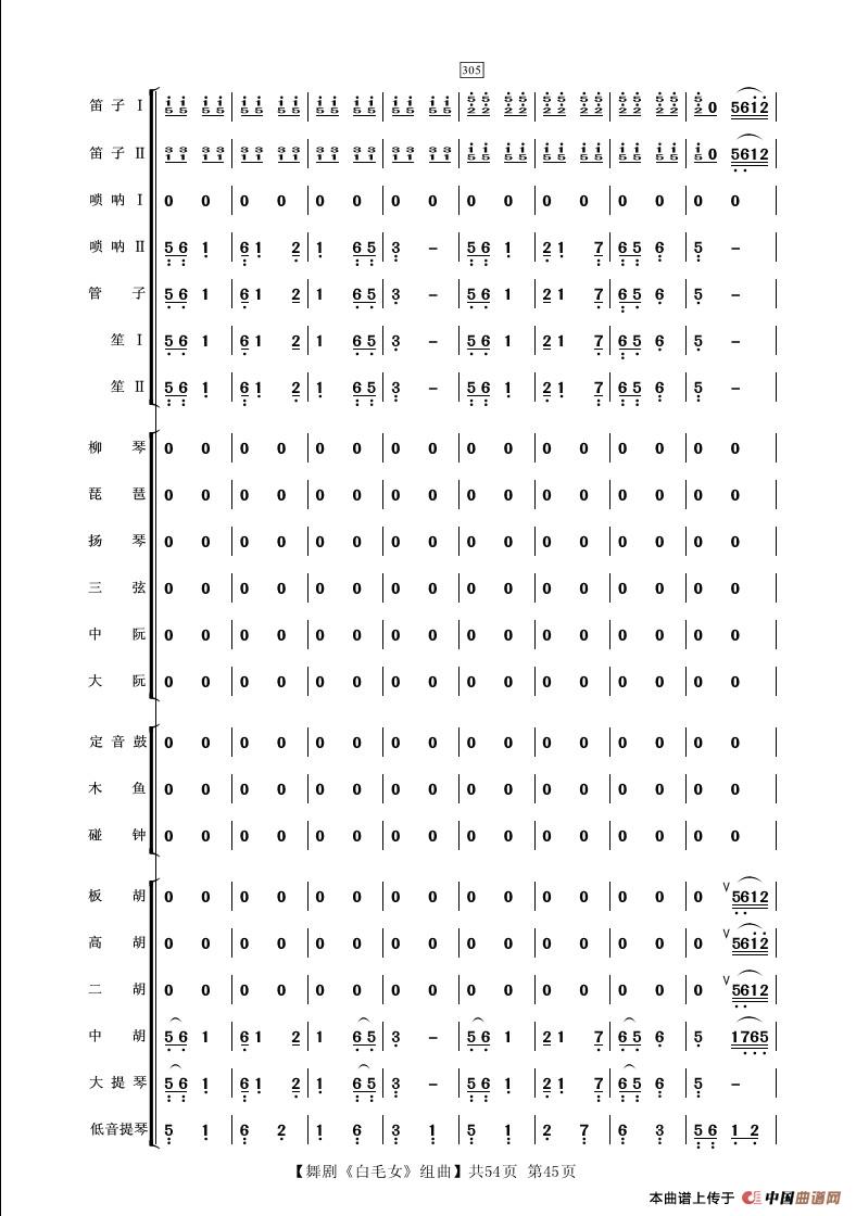 舞剧《白毛女》组曲（民族管弦乐合奏）