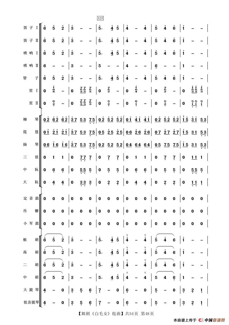 舞剧《白毛女》组曲（民族管弦乐合奏）