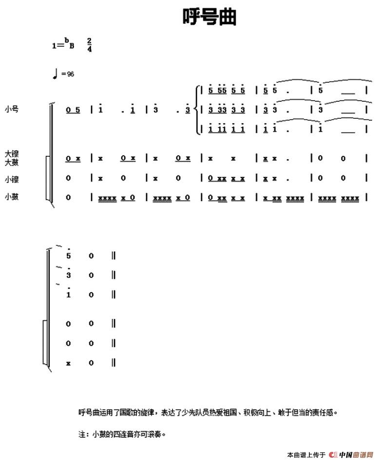 中国少年先锋队鼓号谱：8、呼号曲