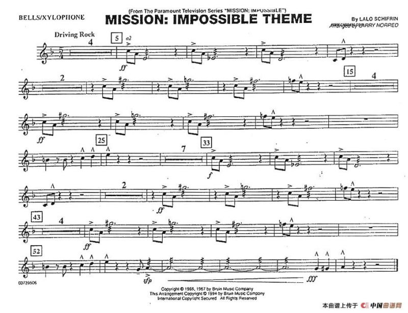MISSION:IMPOSSIBLE THEME（分谱：碰铃/木琴）