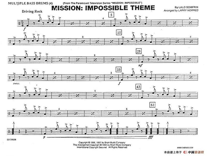 MISSION:IMPOSSIBLE THEME（分谱：低音鼓）